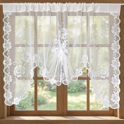 White semi sheer - floral, lace