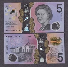 Unc australia five - unc, dollars