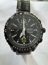 Seiko SNAE97P1 Sportura Chronograph Black Green Rotating bezel