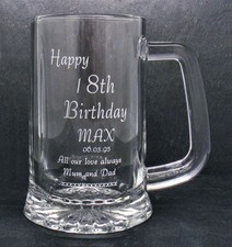 Personalised 1 Pint Glass Tankard 18th 21st 30th Birthday Free Gift Box RH