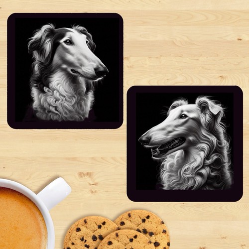 Borzoi dog coasters - dog, set