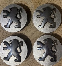 (49) Set Of 4 Genuine Used Peugeot Alloy Wheel Centre Caps 60mm Silver