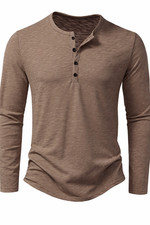 Mens Solid Button Henley T