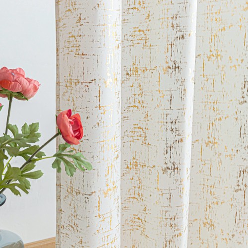 Gold foil print linen - gold, textured