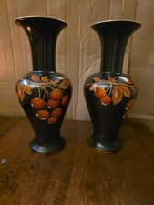 Pair Vtg Moorcroft Style Black