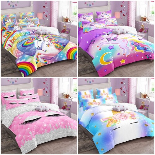 Unicorn bedding set quilt - 3d,
