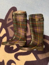 Ralph Lauren Rossalyn II Rain Boots Plaid Print, Woman 7 B Casual Fashion Tall
