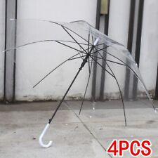 4 x Set Large Dome See Through Umbrella Handle Transparent Rain Windproof Brolly