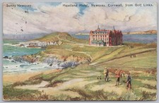 NEWQUAY Cornwall Headland Hotel from the Golf Links Postcard, Postmarked 1907