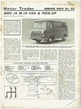 AUSTIN MORRIS J4 VAN & PICK-UP 1965 MOTOR TRADER TECH. DATA & SERVICE BULLETIN