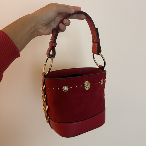 Red suede leather mini - red,