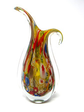 Rare Murano Art Glass Freeform Millefiori Copper Wing Vase Beautiful