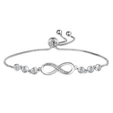 Adjustable Silver Infinity Friendship Bridesmaid Bracelet Cubic Zircon Crystal