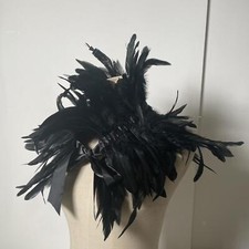 Feather Shrug Shawl Dress up Decor Props Cosplay for Women Neck Cover Lace up