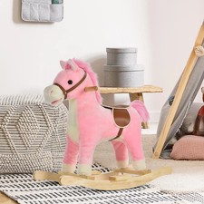 Kids Plush Rocking Horse Children Rocker Ride On Toy Moving Mouth Wagging Tail