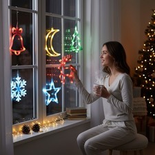 Christmas Window Decoration LED Light Up Hanging Wall Ornament with Suction Cup