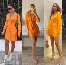 ZARA WOMEN ORANGE SATIN KNOT