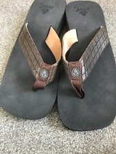 Mens  Reef Brown Stylish Leather Top Toe Post Flip Flops Sandals Uk 8 New