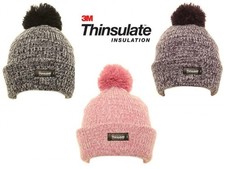 Girls Childrens Thinsulate Bobble Hat Warm Thick Knitted Winter Pom Pom Beanie