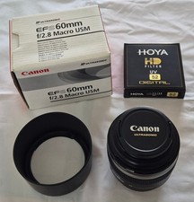 Canon EF-S 60mm f/2.8 USM Lens plus lens hood and Hoya HD UV Filter