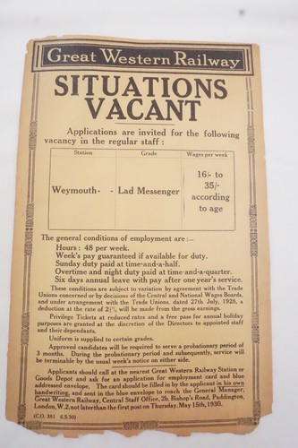 1930 situations vacant gwr - situations,