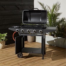 Linea 4 Burner Gas BBQ Grill / Side Burner – Outdoor Barbecue Stainless Steel