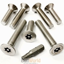 M3 M4 M5 M6 M8 A2 STAINLESS COUNTERSUNK CSK SECURITY SCREWS 6 LOBE PIN TORX