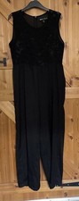 Ladies Mela London Jump Suit In Black With Lacy Front Top Size 14 BNWOT