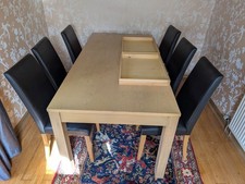 Large (180x90x77 - LxBxH) Wooden Dining Table With 6 Chairs And 4 Drawers