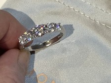 QVC Rhodium Plated 925 Sterling Silver Graduated Diamonique 5 Stone Ring UK P