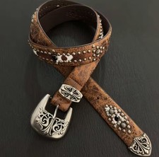 Cowboy Belt Chrome Buckle Y2K
