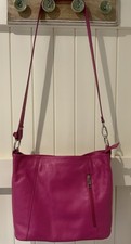 Borse In Pelle Italian Soft Leather Bright Pink Shoulder Handbag Silver Hardware