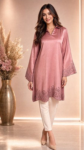 Dusty rose embroidered - rose, satin