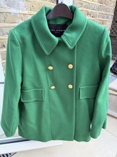 Tara Jarmon Green Double Breasted Wool Coat New Condition Size 10-12
