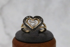 9ct Yellow Gold Black Diamond Heart ring