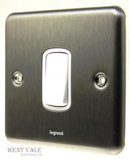 Legrand Synergy Decorative - 7330 00 - 10a Brushed Steel 1g 1w Plate Switch