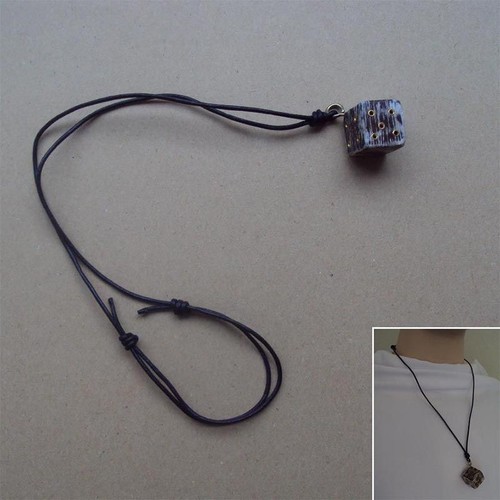 Wooden dice pendant with - wooden,
