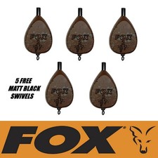 Fox Camotex Flat Pear Inline Lead 5 x  2oz Carp Fishing Lead + 5 Free Swivels