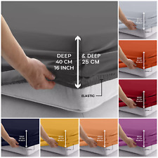 Extra Deep 40 cm Fitted Sheet Bed Sheet for Mattress Single Double King UK Size