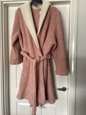 TU Ladies hooded fluffy Dressing Gown, colour Dusky Pink size XL