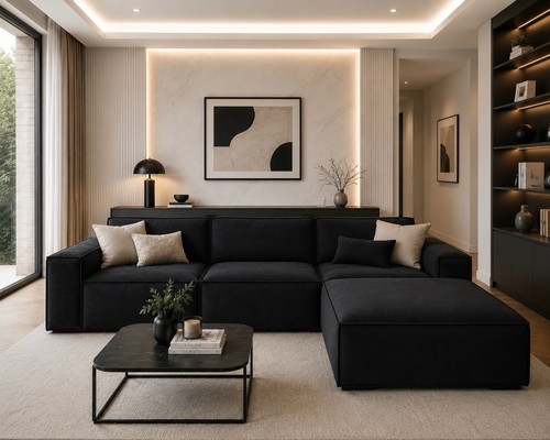 Luxury black suede effect - black,