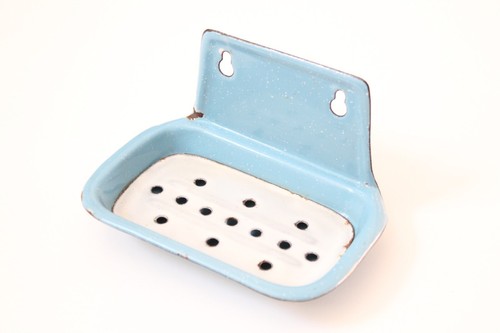 Antique enamel soap dish vtg - enamel,