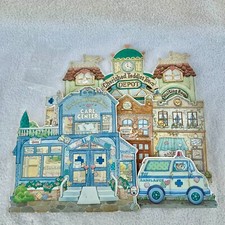 Cherished Teddies - Three - Town Scene  - Back Drop/Display Cards, and Ambulance