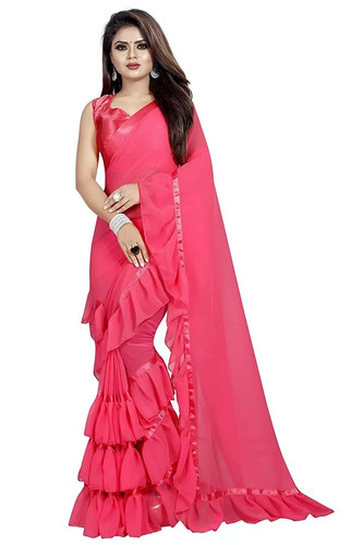 Women plain georgette ruffle - plain,