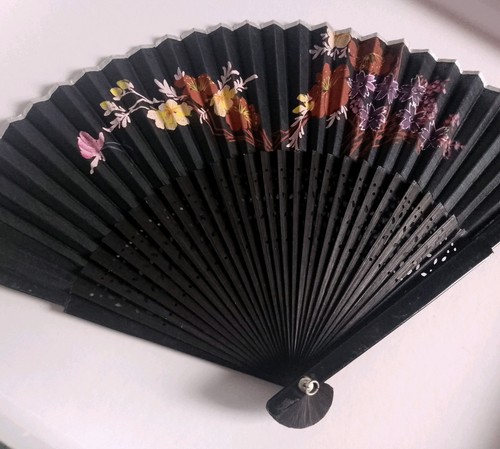 Vintage folding hand fan - vintage,