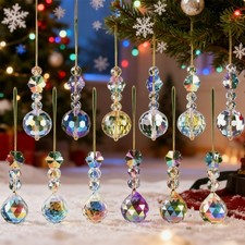 12PCS Crystal Glass Ball Decor Mini Prism Pendant Xmas Tree Hanging Ornaments UK