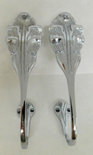 Curtain Tie Back Hooks Ornate Leaf Design - 170 mm - SILVER - Width Approx 70 mm