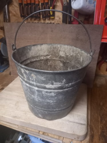 Vintage galvanised bucket no - galvanised, bucket.