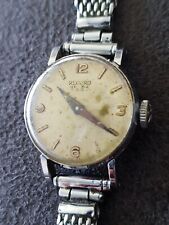 RECORD GENEVE VINTAGE LADIES SILVER TONE WATCH, SIGNED CROWN, 19mm, 17 Jewels