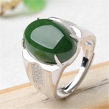 Natural Jade Flower Rings 925